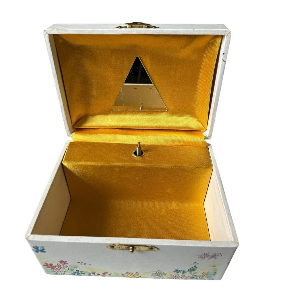 Vintage Ballerina Music Jewelry Box Japan Dance Floral Fascination READ WORKS